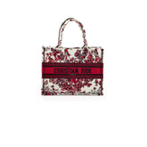 Christian Dior Medium Book Tote Butterfly Embroidery Red